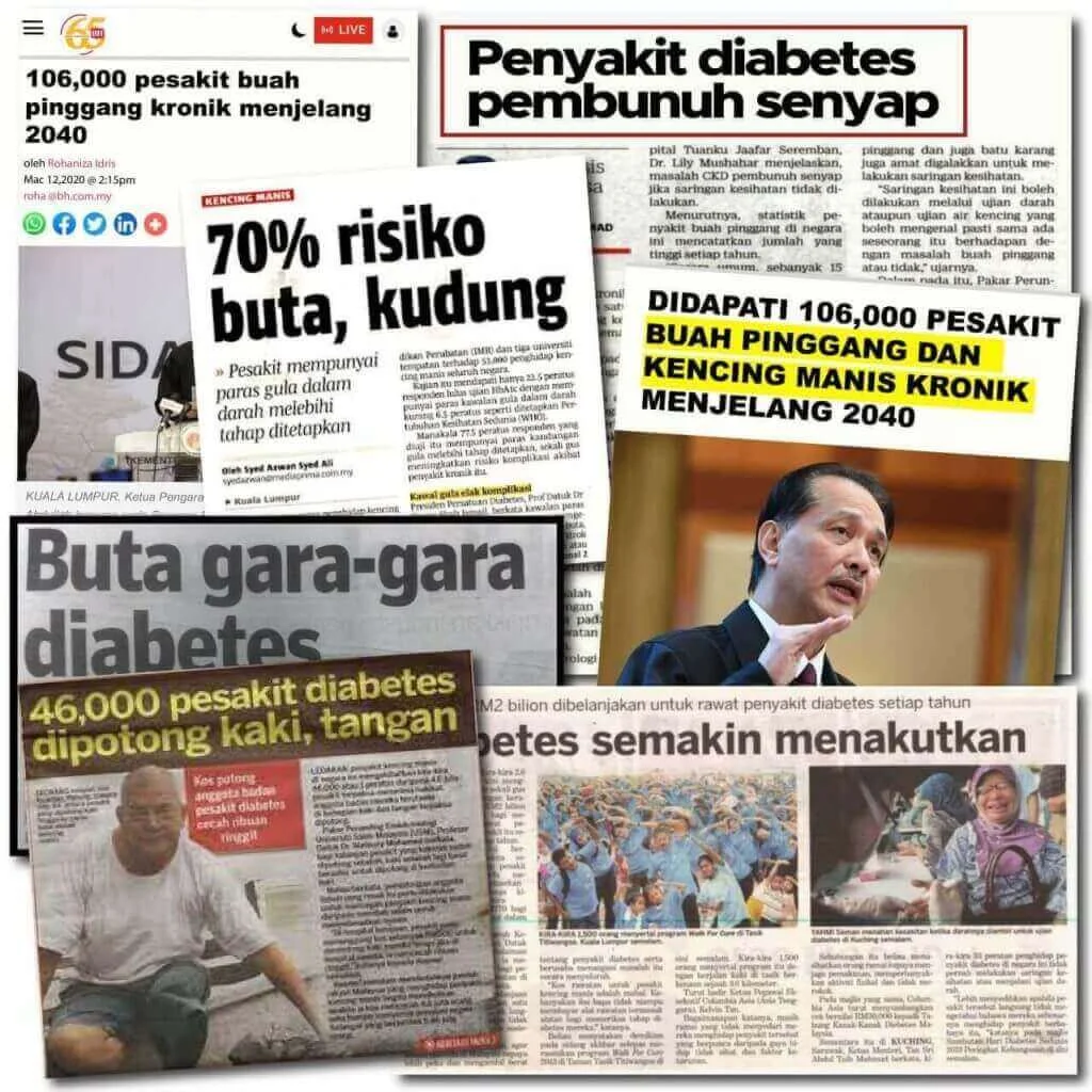 Keratan akhbar tentang diabetes dan penyakit buah pinggang kronik di Malaysia